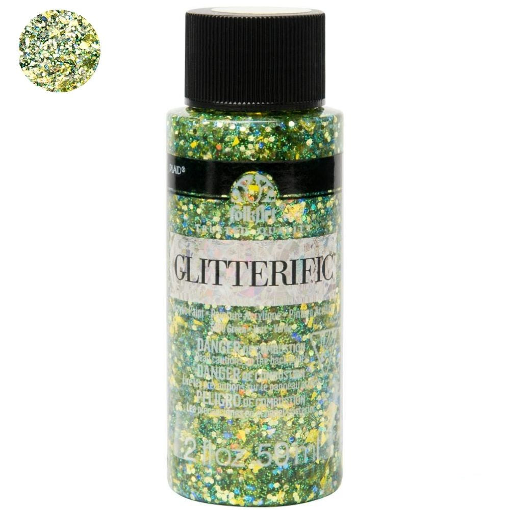 FolkArt Glitterific Paint Green / Pintura Acrílica con Glitter Acrìlicos Plaid