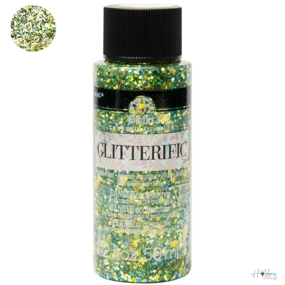 FolkArt Glitterific Paint Green / Pintura Acrílica con Glitter