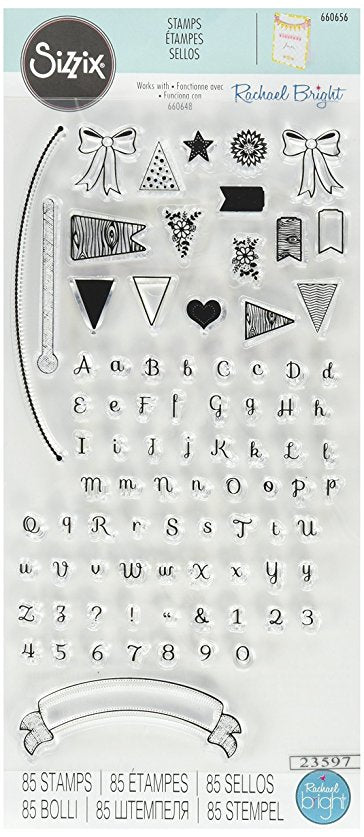 Banners &amp; Alphabet Stamps / Sellos Acrílicos Alfabetos y Accesorios Descontinuado Sizzix