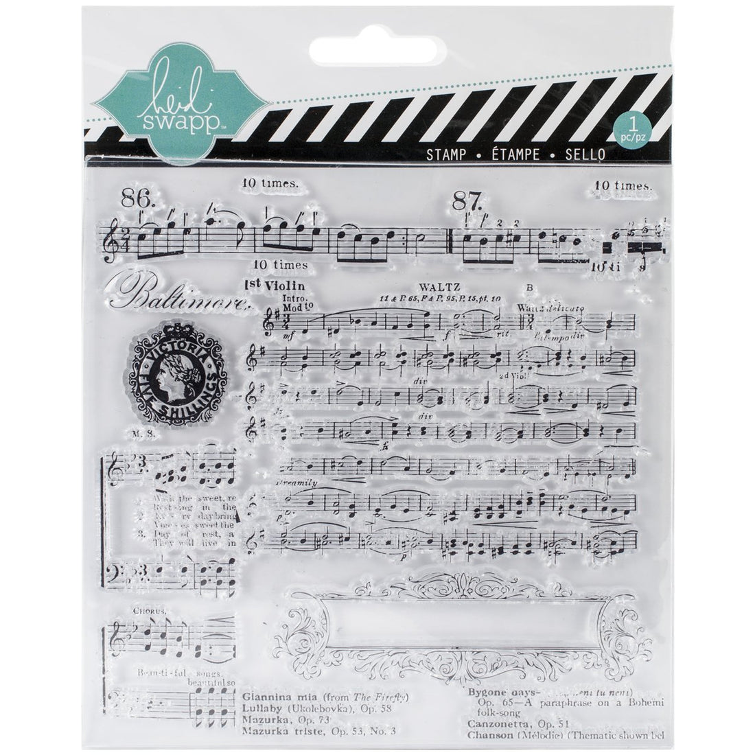 Mixed Media Clear Stamps  / Sellos de Polímero Musicales Descontinuado Heidi Swapp