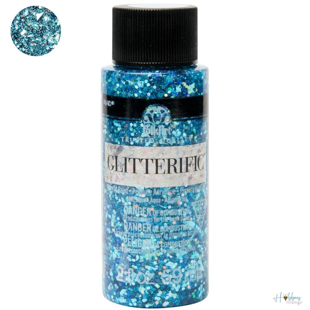 FolkArt Glitterific Paint Aqua / Pintura Acrílica con Glitter