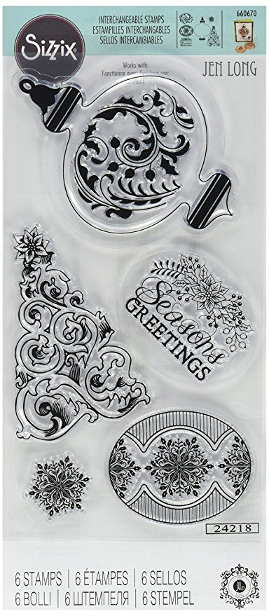 Interchangeable Clear Stamps Christmas Greetings / Sellos de Polimero Navidad Descontinuado Sizzix