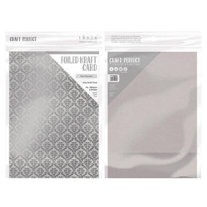 Foiled Kraft Paper Silver Damask / Papel Kraft Metalizado con Plateado Descontinuado Craft Perfect