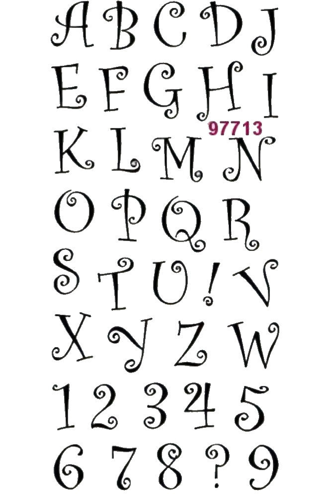 Sellos de polímero Alfabeto y Numeros / Curly Q Alphabet 97713 Descontinuado Inkadinkado