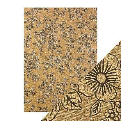 Luxury Embossed Umber Etching / Papel Repujado Flores Lujo Descontinuado Craft Perfect
