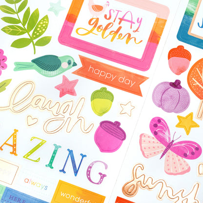 Cardstock Stickers Truly Grateful / Estampas de Cartulina Agradecimiento Descontinuado Pink Paislee