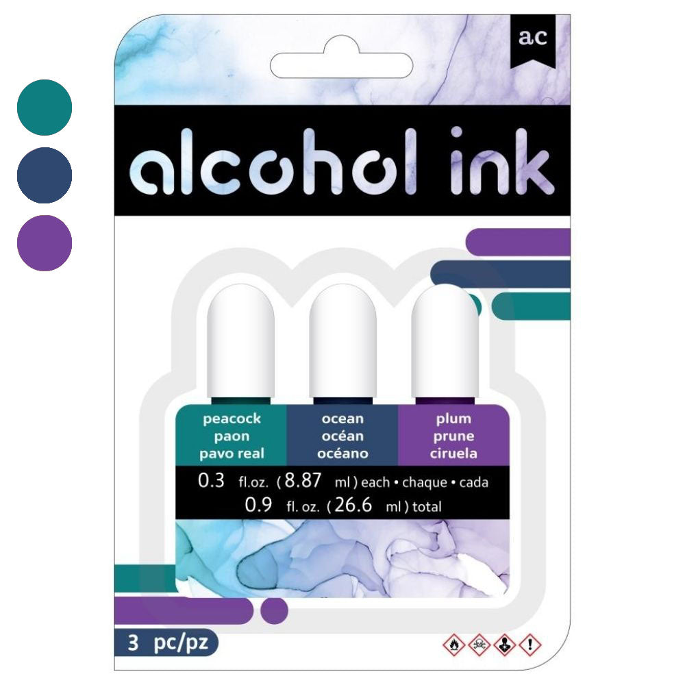 Alcohol Inks Pack Peacock / Tintas Alcohol Morados y Azules Descontinuado American Crafts
