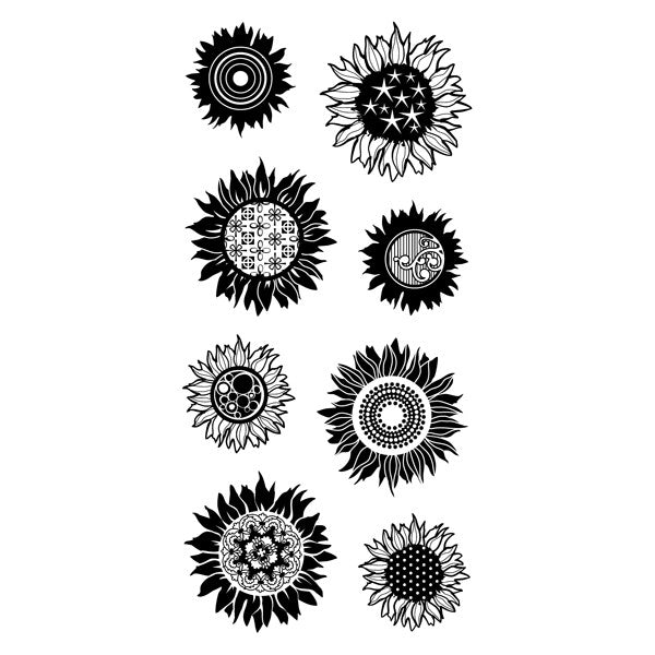 Clear Stamps Patterned Sunflowers / Sellos de Polímero de Girasoles 60-30347 Descontinuado Inkadinkado
