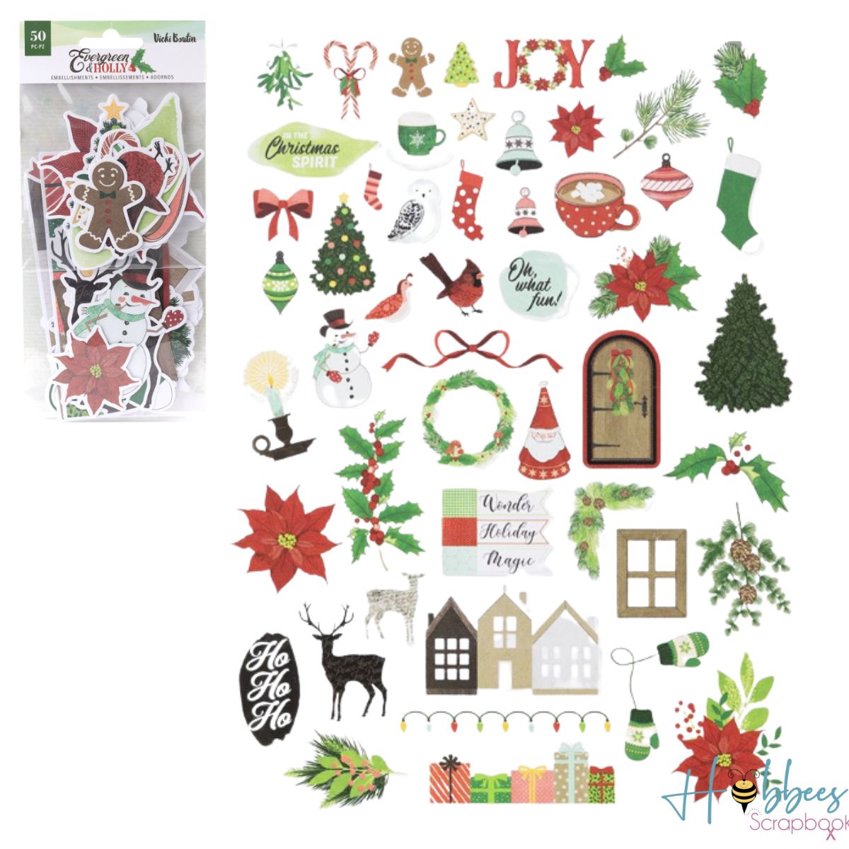 Evergreen & Holly Cardstock Die-Cuts / Recortes Decorativos
