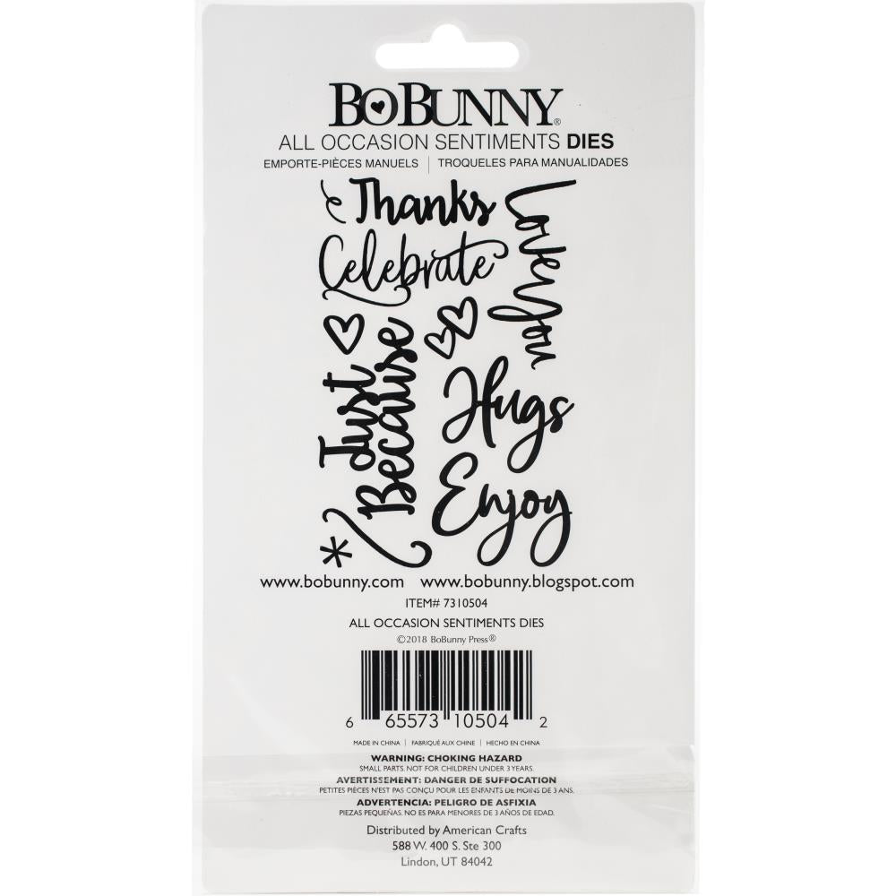 All Occasion Sentiments Dies / Suajes de Frases para Toda Ocasión Dados de Corte / Suajes / Troqueles BoBunny