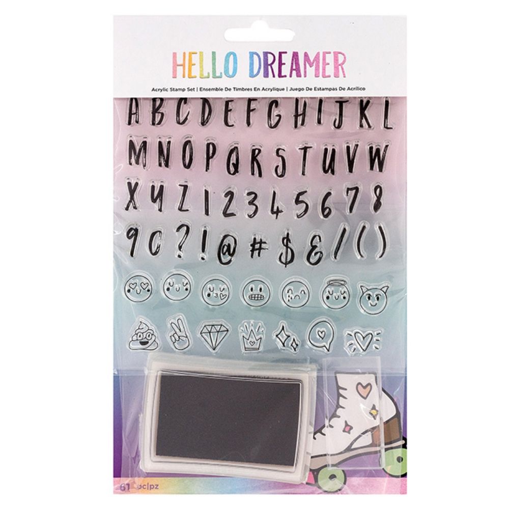 Stamp Set  / Kit de Sellos de Polímero de Caritas y Letras Descontinuado American Crafts