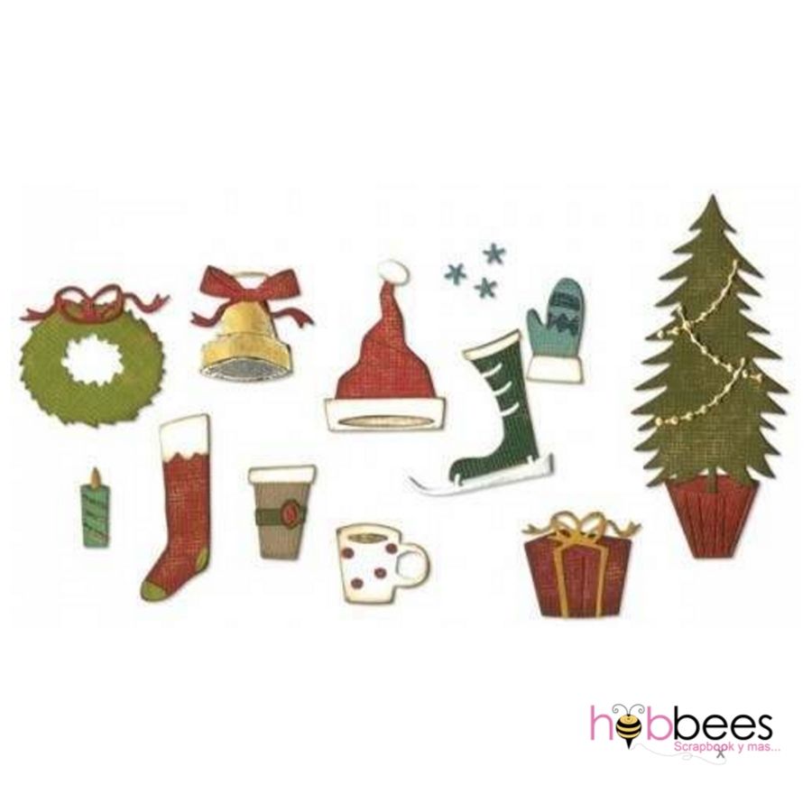 Thinlits Die Set Festive Things / Suajes de Navidad Dados de Corte / Suajes / Troqueles Sizzix