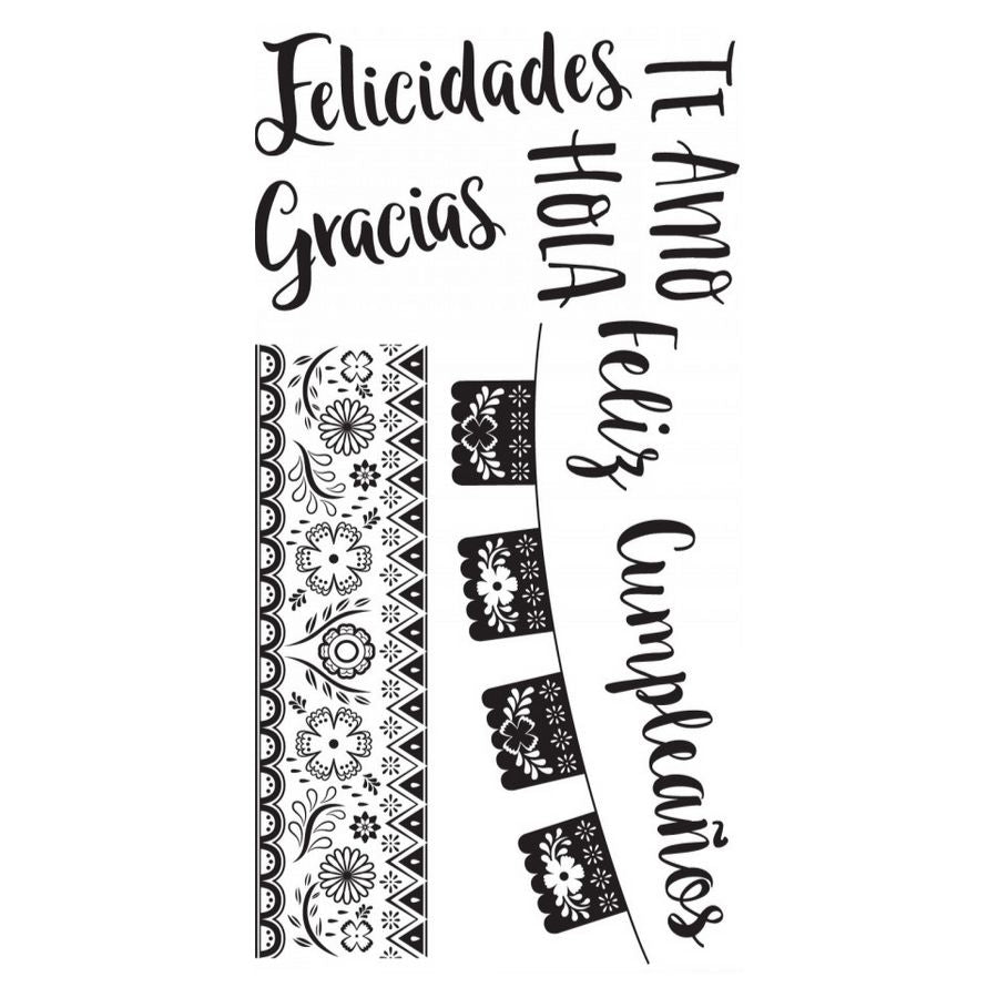 Spanish Phrases Clear Stamps / Sellos de Polimero Frases en Español Descontinuado Sizzix