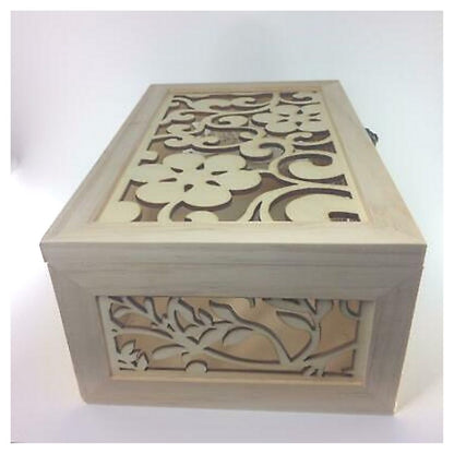 Wood Box With Laser Cut Flower Pattern / Cajita de Madera Floral Descontinuado Darice