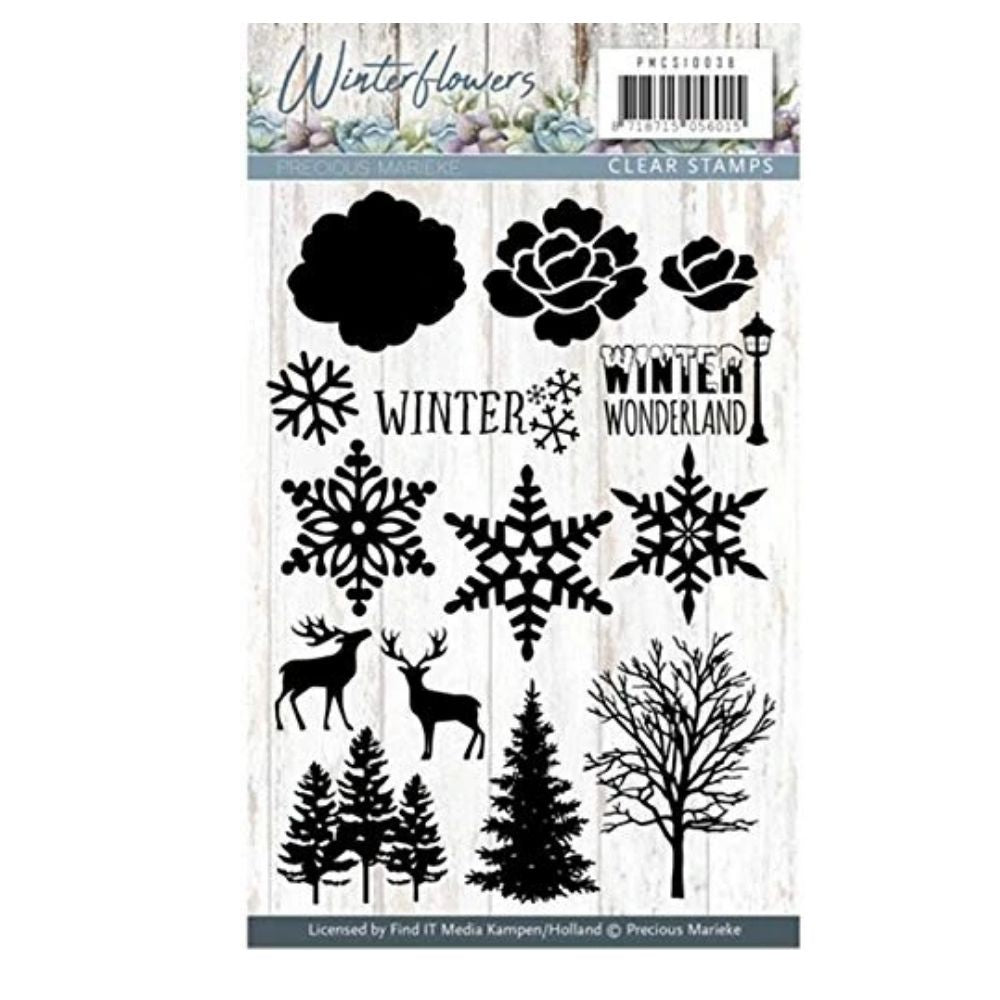 Clear Stamps Winter Wonderland, Winter Flowers / Sellos de Polímero de Navidad Descontinuado Winter Flowers
