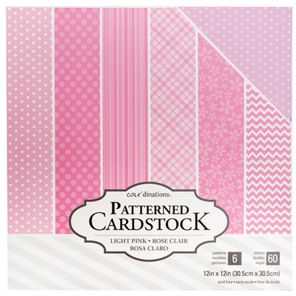 Light Pink Patterned Cardstock / Cartulina Decorada Rosa Claro 60 Hojas Descontinuado Core&