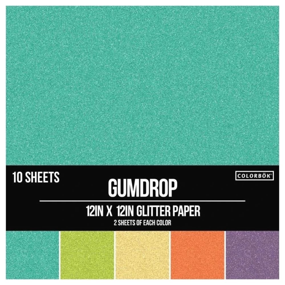 Gumdrop Glitter Paper / 10 Hojas Papel Glitter Gumdrop 12"