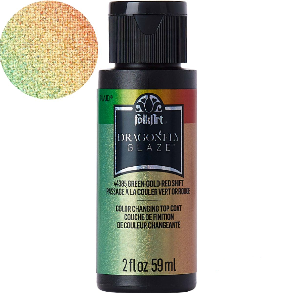 DragonFly Glaze Top Coat Green, Gold, Red / Pintura Acrílica Brillante Iridiscente Acrìlicos Folkart