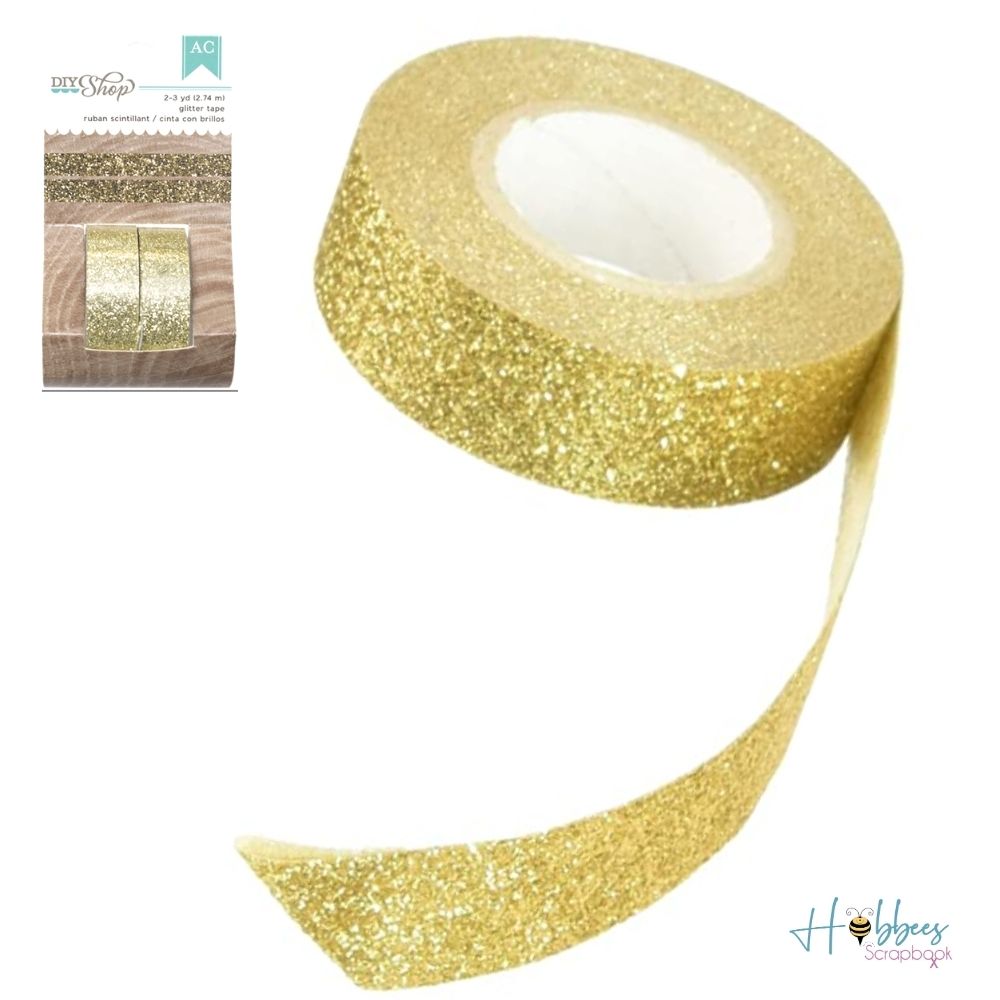 Gold Glitter Tape / 2 Cintas Adhesivas Doradas con Brillitos Descontinuado American Crafts