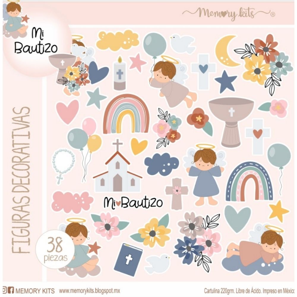 Kit de Papel Cartulina Mi Bautizo Papel Memory Kits