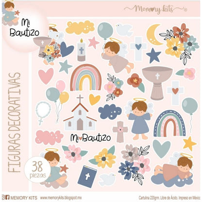 Kit de Papel Cartulina Mi Bautizo Papel Memory Kits