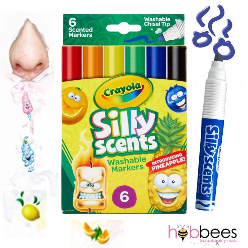 Silly Scents Wedge Tip Washable Markers / 6 Marcadores Lavables Perfumados