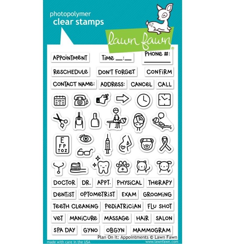 Clear Stamps Plan On It: Appointments / Sellos de Polímero Planeación Citas Descontinuado Lawn Fawn
