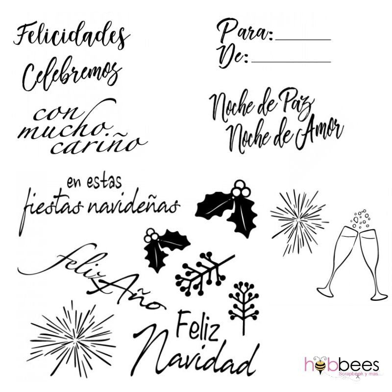 Clear Stamps Frases Festivas / Sellos Acrílicos Frases Festivas en Español Descontinuado Sizzix