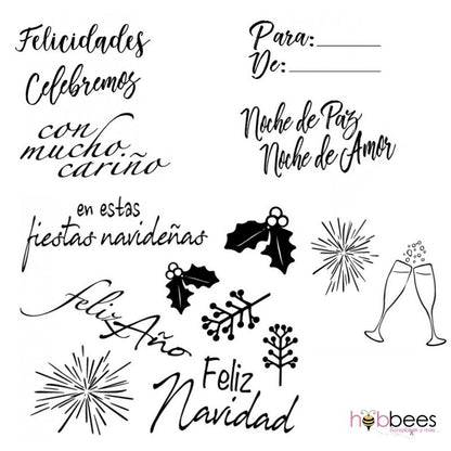 Clear Stamps Frases Festivas / Sellos Acrílicos Frases Festivas en Español Descontinuado Sizzix