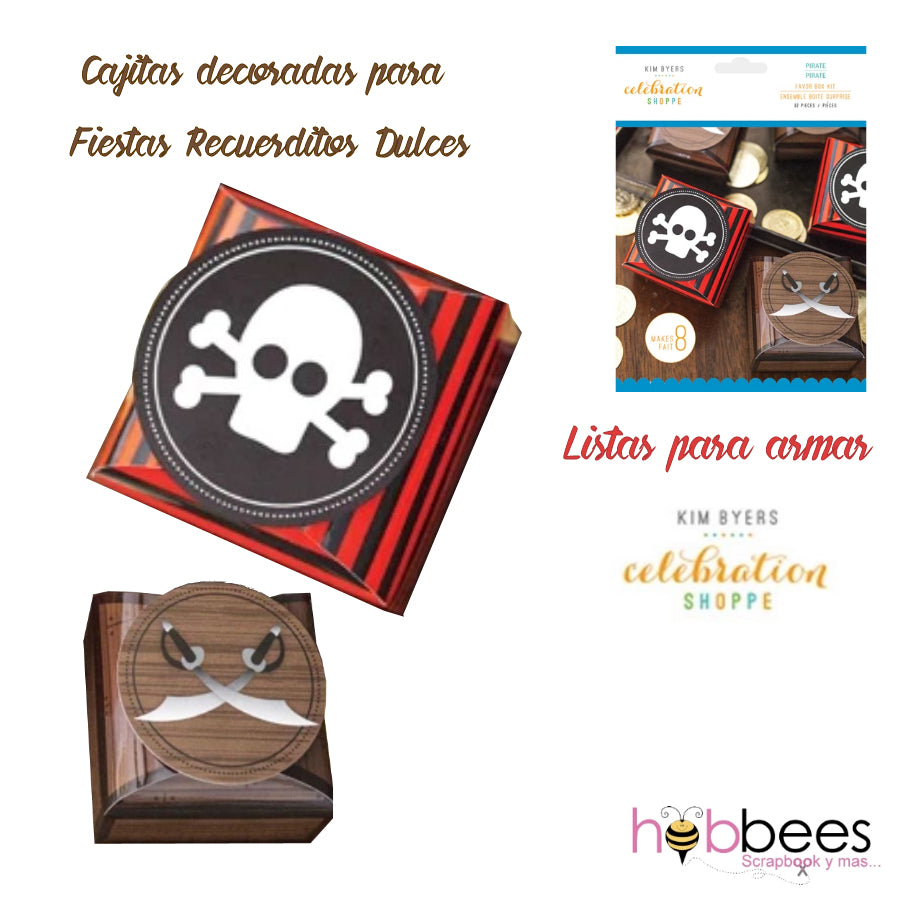 Favor Box Kit Pirate 32 pc / Set de Cajitas de Recuerdo para Niños de Calavera