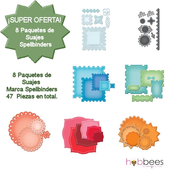 Kit2 Promocional de 7 Paquetes de Suajes Spellbinders a Precio Especial Descontinuado Spellbinders