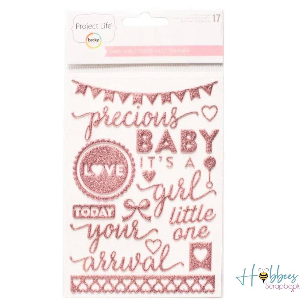 Baby Girl Puffy Glitter Stickers / Estampas para Niña Bebé con Brillitos