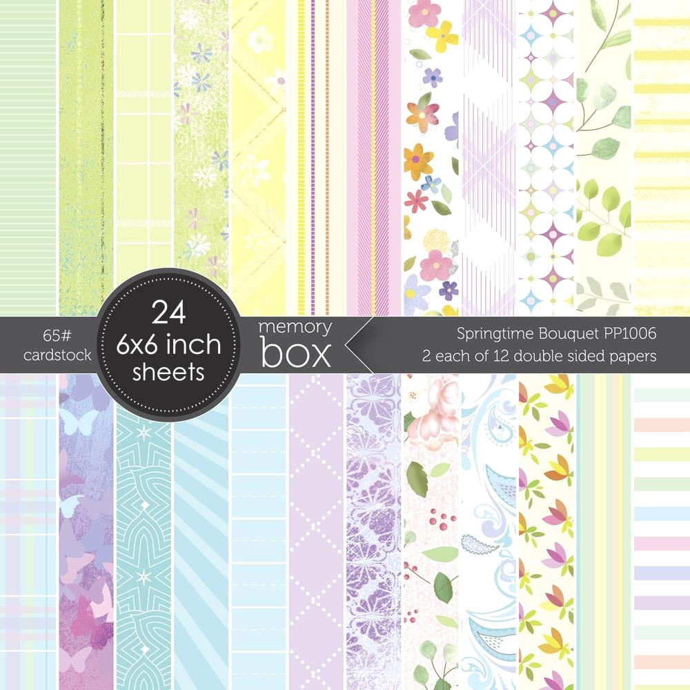 Springtime Bouquet Cardstock / Cartulina Doble Cara Floral 6x6 Descontinuado Memory Box