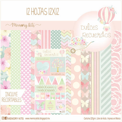 Kit de Papel Cartulina Dulces Recuerdos Descontinuado Memory Kits