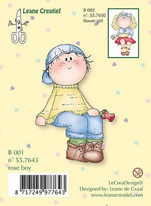 Rose Boy Clear Stamp / Sello de Polímero Niño con Rosa Descontinuado Leane Creatief