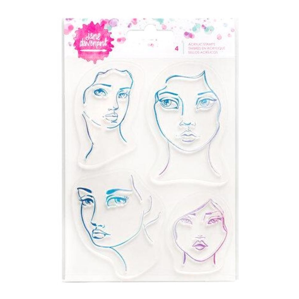 Faces Clear Stamps / Sellos Acrílicos Caras de Mujer Descontinuado Jane Davenport
