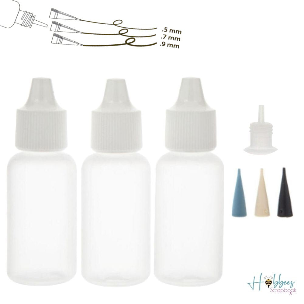 Fine Line Applicators W/Plastic Tips / 3 Botellas Aplicadoras con Punta Fina