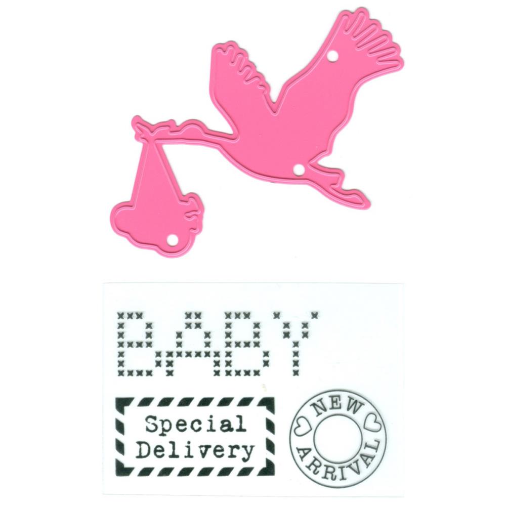 Dies with Stamps Stork / Suaje y Sellos Cigüeña Descontinuado Marianne design