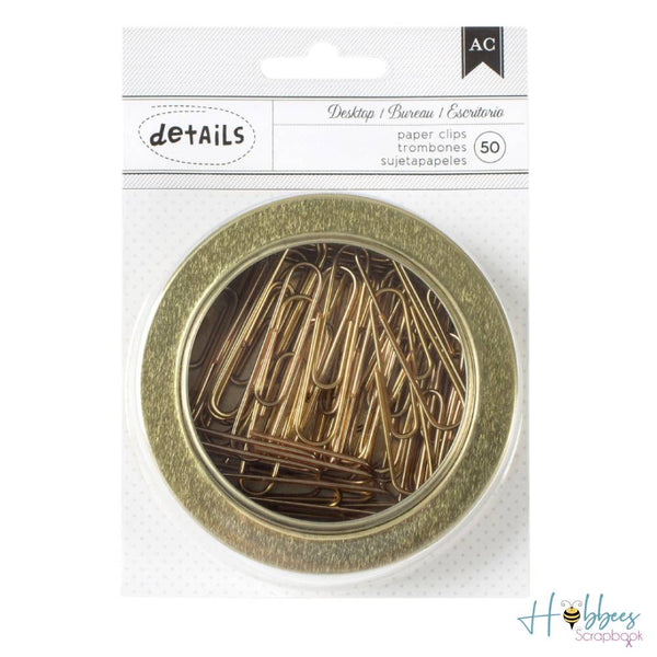 Sujetadores Clips Metalicos Dorados Papel Lata Hobbees