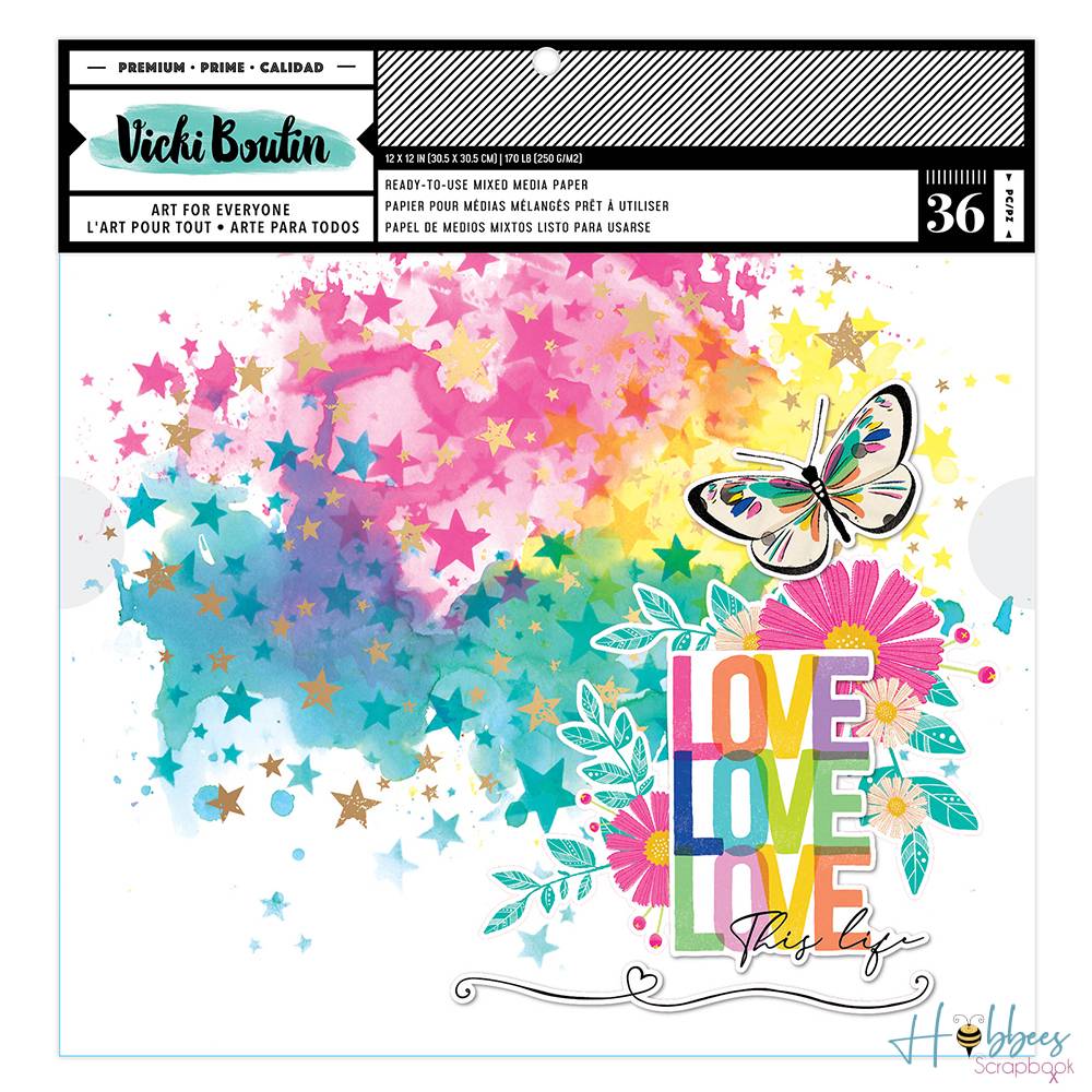 Mixed Media Backgrounds Paper / Block Papel Para Medios Mixtos 12" Descontinuado Vicki Boutin
