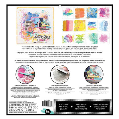 Mixed Media Backgrounds Paper / Block Papel Para Medios Mixtos 12" Descontinuado Vicki Boutin