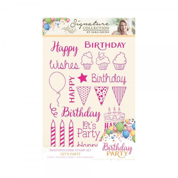 Let´s Party Stamp Set  / Sellos de Polímero Cumpleaños Descontinuado Crafter&