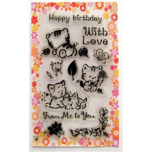 Cute Kittens Stamps / Sellos de Polímero Gatitos Descontinuado Flonz Crafts