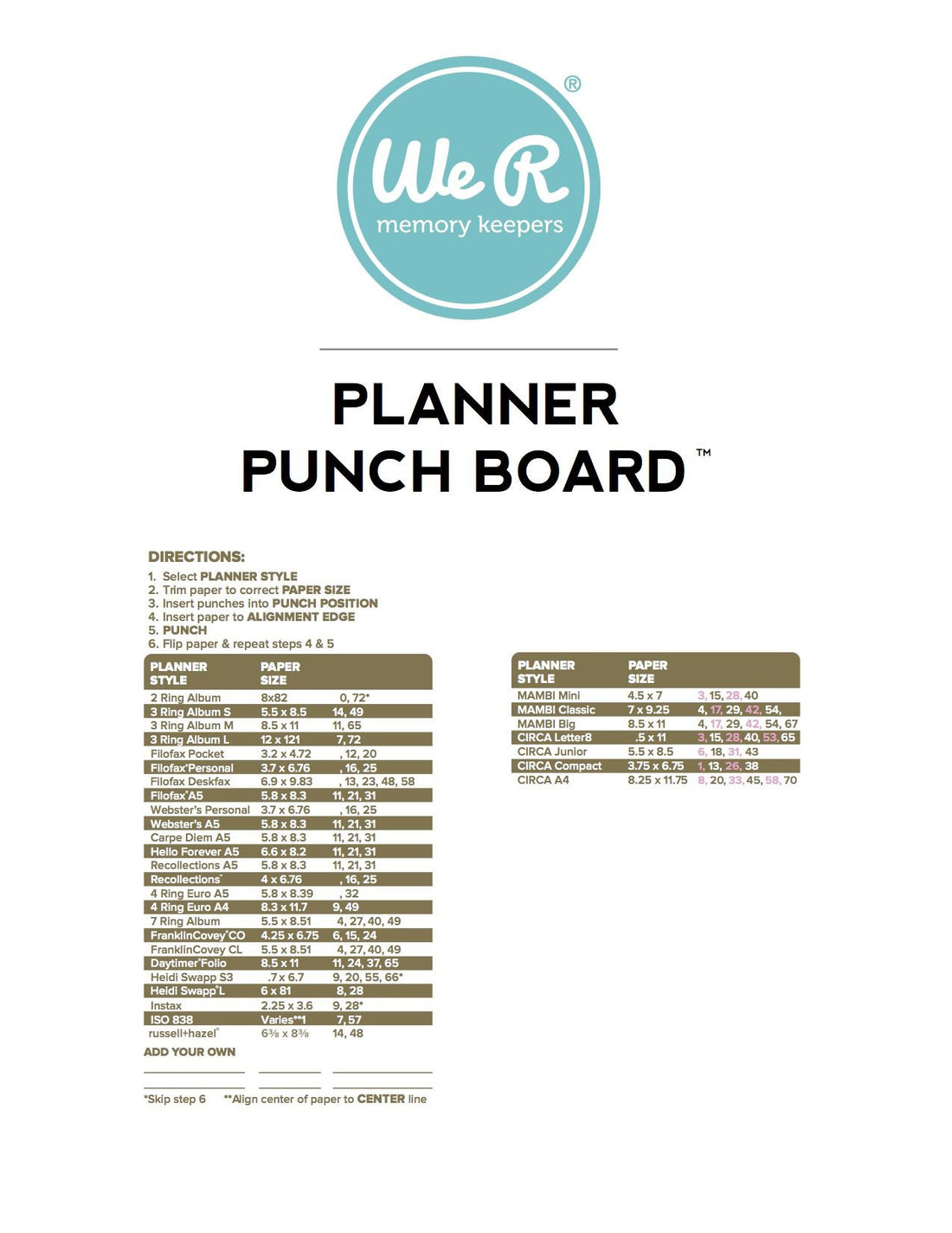 Planner Punch Board  / Perforadora Para Todo Tipo de Agendas Perforadoras We R Memory Keepers