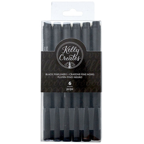 Kelly Creates Fineliner Pens Black / Bolígrafos Punta Fina Negros