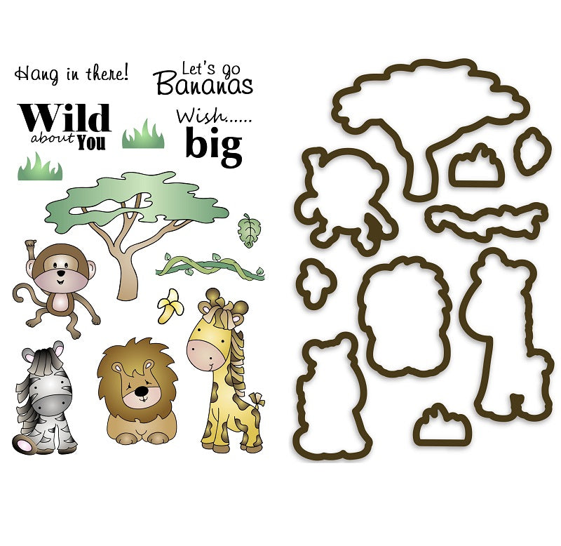 Safari Stamp &amp; Die Set / Set de Suajes y Sellos Safari Descontinuado LDRS Creative