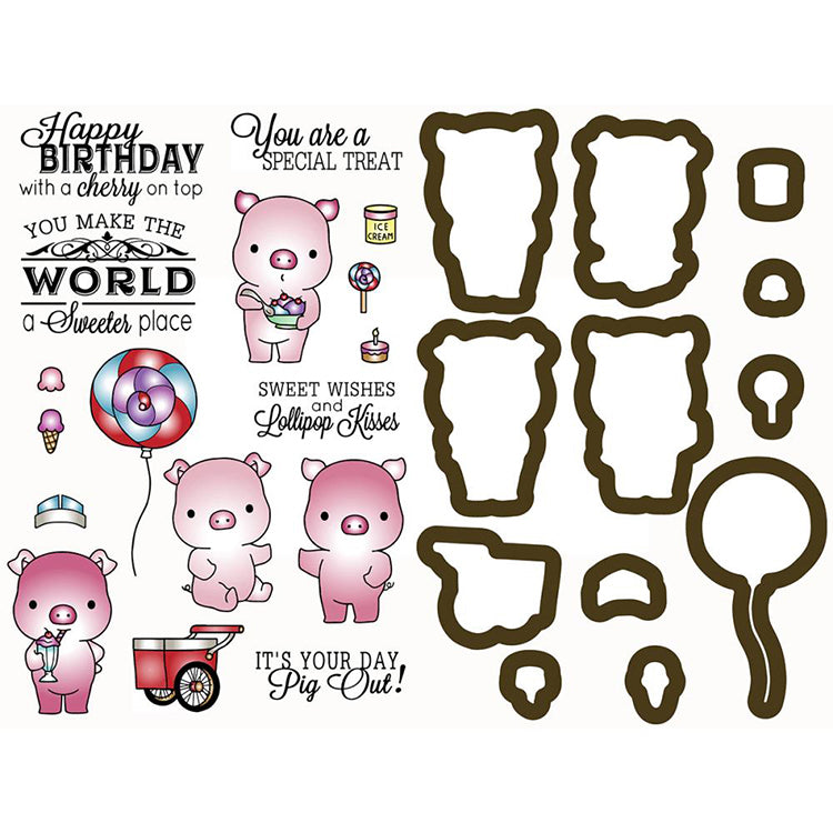 Cling Mounted Rubber Stamps and Dies Sweet Treats / Sellos Cling y Suajes de Cerditos Descontinuado LDRS Creative