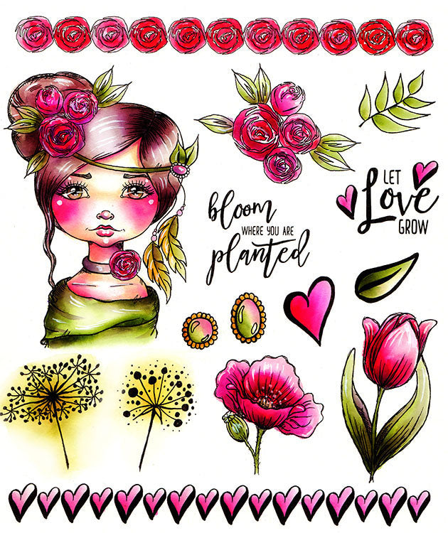 Cling Mounted Rubber Stamps Art Journal Huggable / Sellos Cling Abrazos Descontinuado LDRS Creative