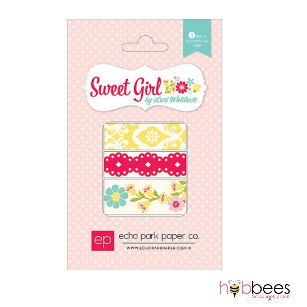 Washi Tape Sweet Girl / 3 Cintas Adhesivas Niñas Descontinuado Echo Park