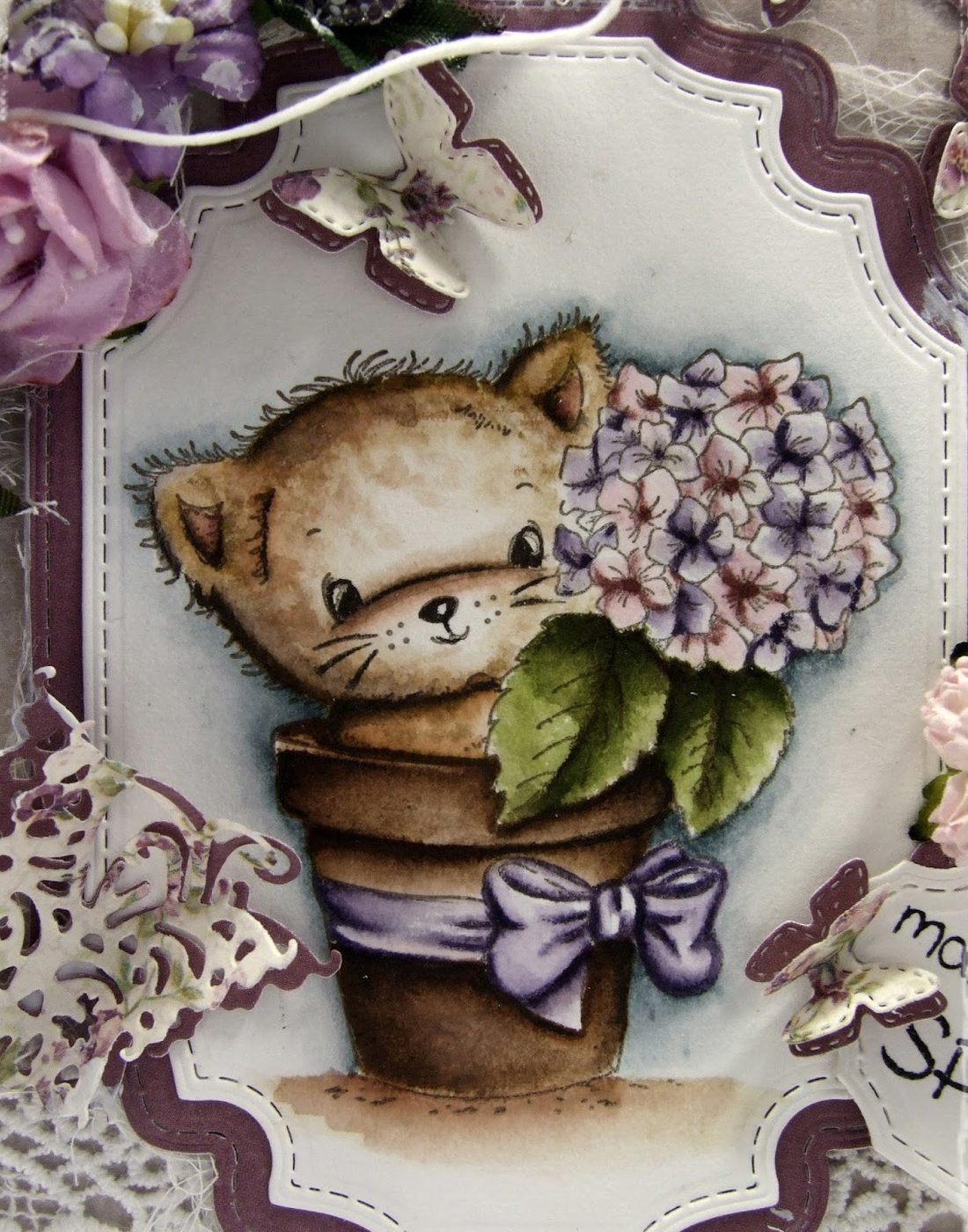 Cling Stamps Hydrangea Kitty / Sello Cling de Gatito Descontinuado LDRS Creative